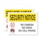 Signmission No Camera No Video No Cell Phone OSHA Security Notice Sign, Vinyl Decal, 14in W x 10in L, 2PK OS-2PACK-SN-D-1014-L-11580 - alternate 1